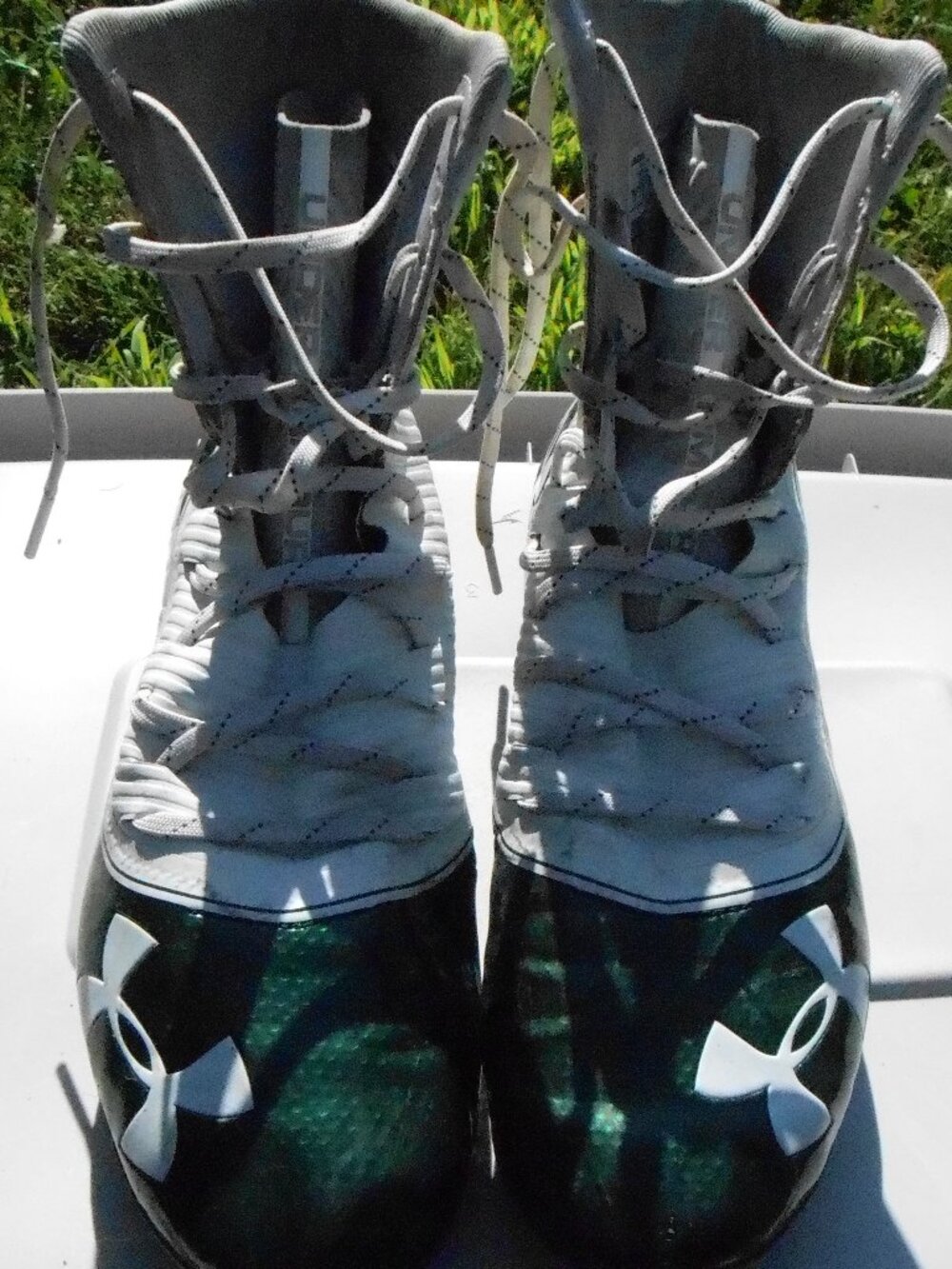 Under Armour UA Highlight Men's Green & White High Top Football Cleats Size-12